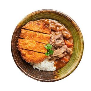 Cơm care bò với thịt lợn chiên xù